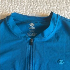 MOFIZ Women's Blue Muscle Tee Zip Front Top